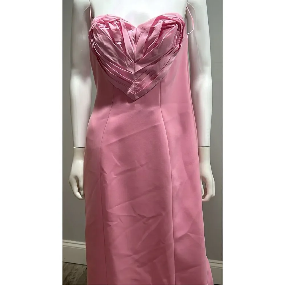 $4,490 Carolina Herrera Pink Strapless Heart Column Gown Size 8 - Picture 10 of 13